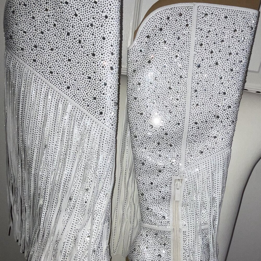 Jessica Simpson Asire2 Rhinestone Embellished Fringe Boots